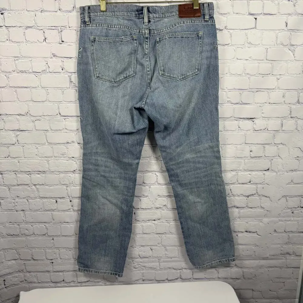 Lauren Ralph Lauren Embroidered Blue Boyfriend Jeans Size 10 - Picture 4 of 7